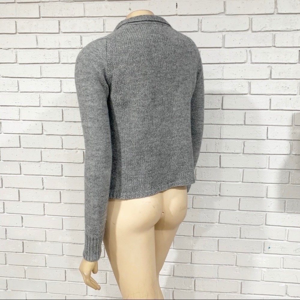 J.Crew Gray Alpaca Merino Wool Double Breasted Collared Cardigan Old Money Small - Picture 4 of 6